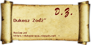 Dukesz Zoé névjegykártya